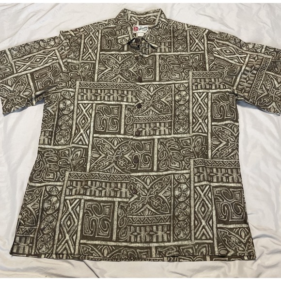 Other - Hilo Hattie Mens Hawaiian Aloha Shirt L Brown  100%‎ Cotton Lawn Hawaii Made